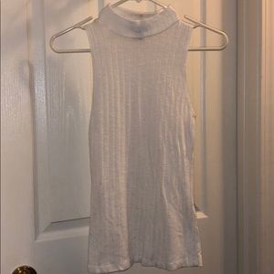 White Sleeveless Turtleneck Top